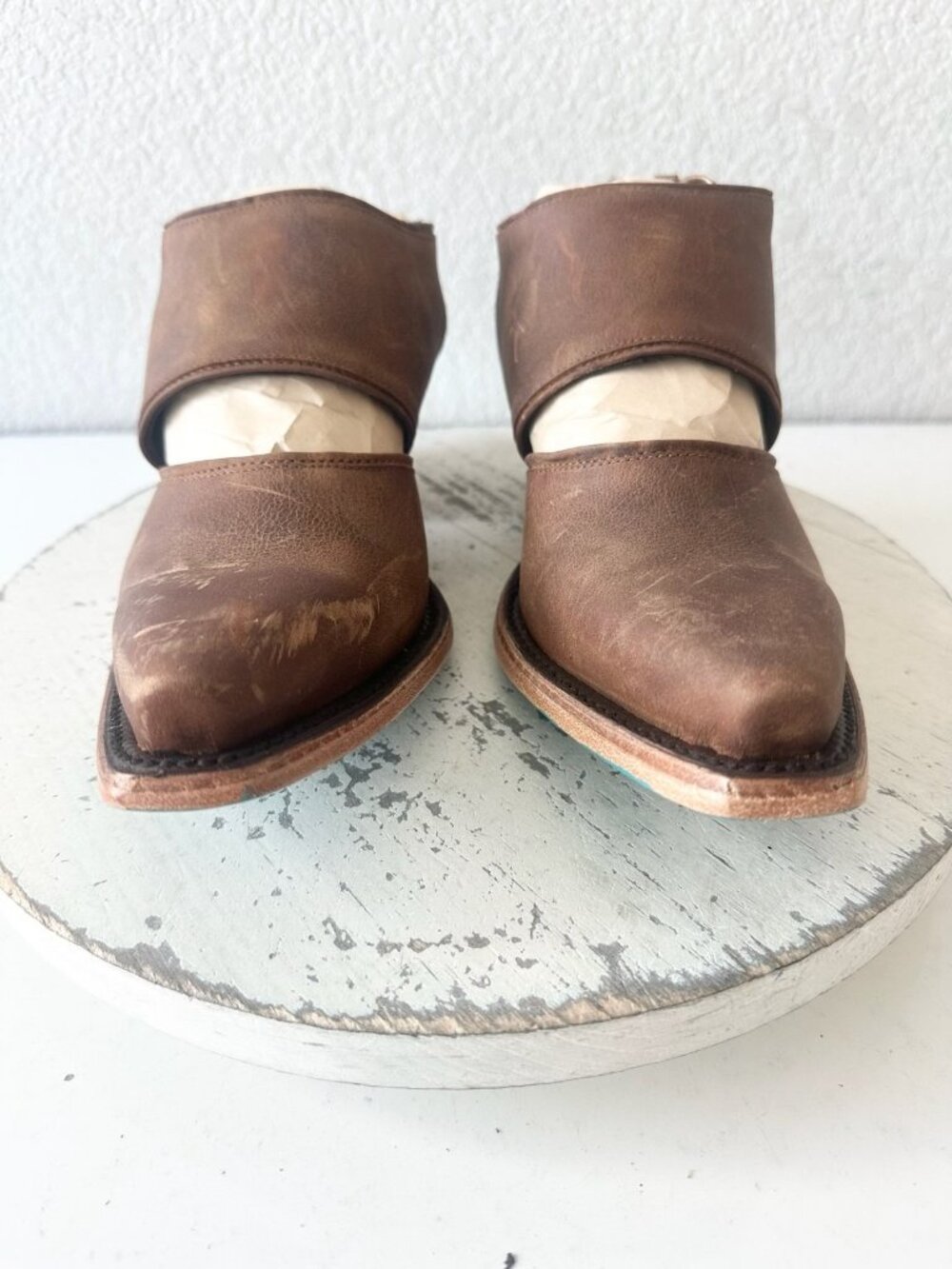 Lane Robin Slingback Mule Brown Cowboy Boots Womens Cowgirl Western Ankle Sz 7 - Picture 7 of 12